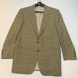 BRIONI Vintage 90s Traiano Plaid Wool Sport Coat Jacket 48L  Made In Italy